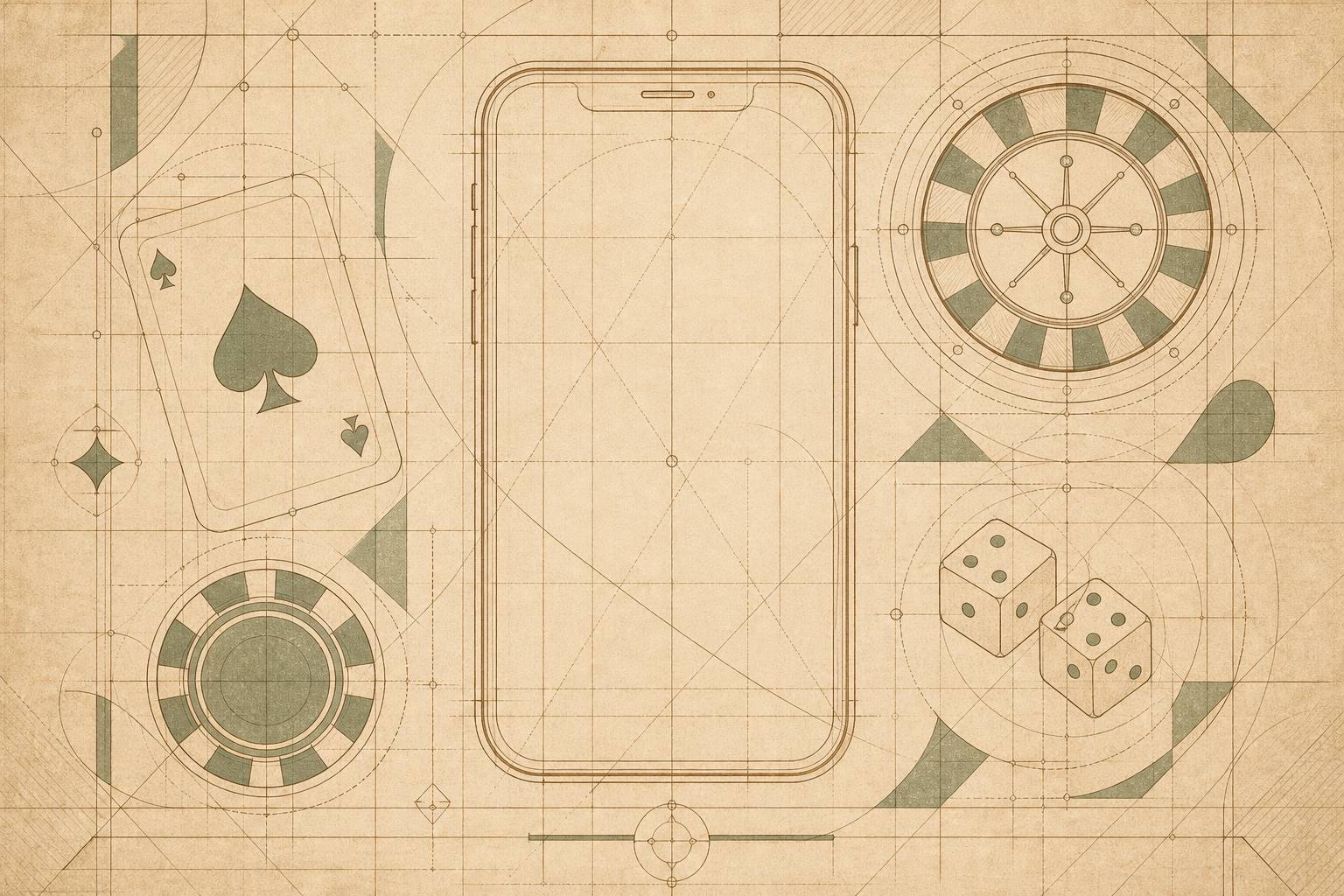 Abstract mobile-themed blueprint illustration
